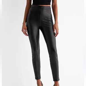 EXPRESS Black Silky High Waisted Pullon Leggings L NWOT
